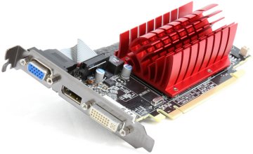 A heat sink provides passive cooling a Radeon HD5450 graphics card