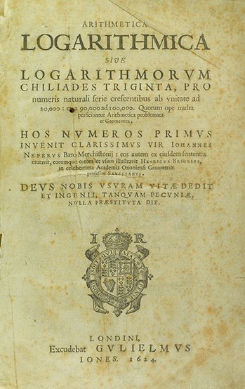 The title page of Henry Briggs' Arithmetica Logarithmica