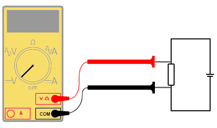 Using a multimeter to measure the voltage across a circuit component