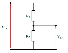 A typical potential divider consisting of two resistors in series