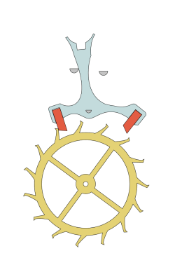 Animation showing the action of a lever escapement (creator: Mario Frasca)