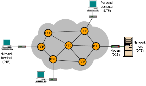 The relationship between devices in an X.25 network