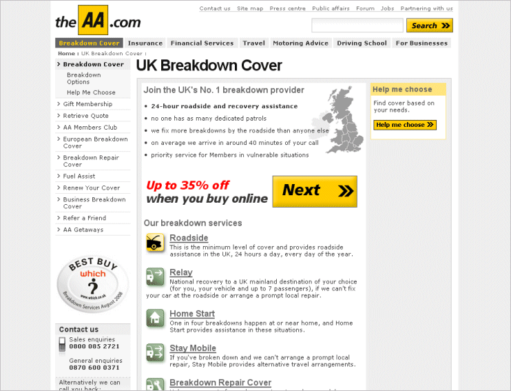 The AA home page