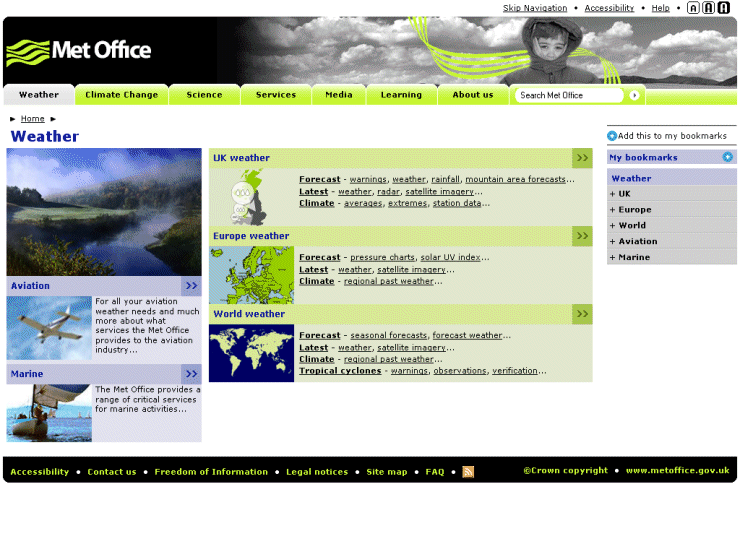 The Meteorological Office Weather page