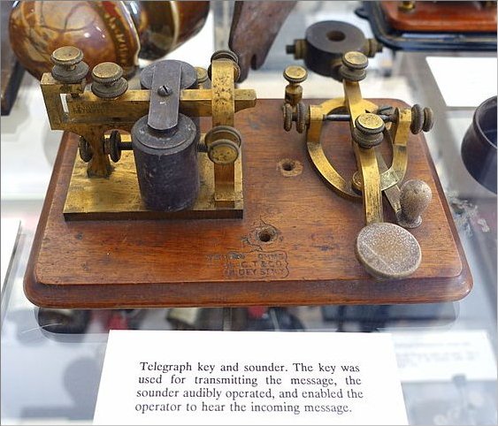 A telegraph key and sounder on display at the Bennington Museum - Bennington, Vermont, USA