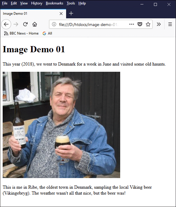 A basic example of photographic image embedded in a web page
