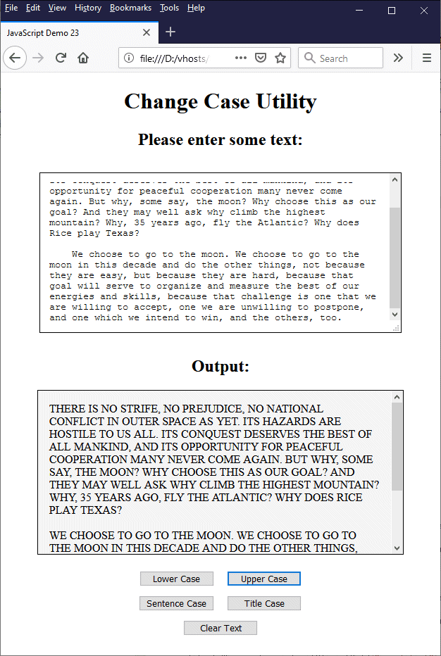 This page allows you to enter some text and change the case.
