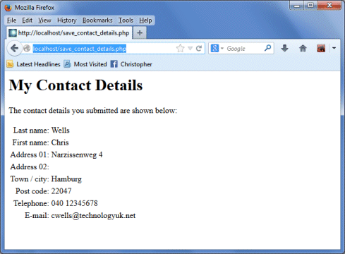The output from "save_contact_details.php"