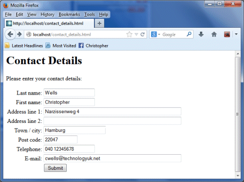 Typical form data in contact_details.html