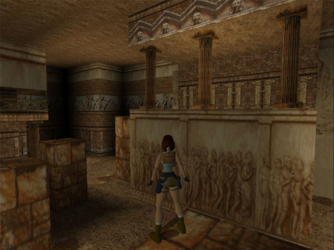 Screenshot from an early version of Tomb Raider