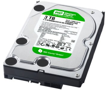 A 3.5 inch Western Digital 3 TB SATA disk drive