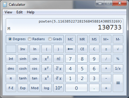 Calculate antilog on windows calculator