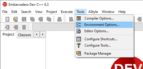 Select Tools, Environment Options