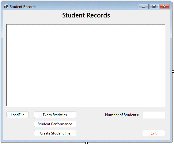 The StudentRecords program interface