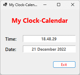 The clock-calendar shows the current time and date