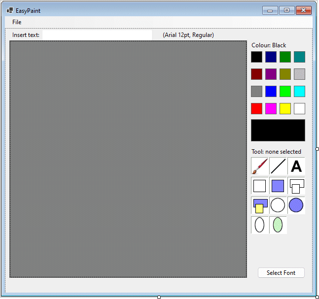 The EasyPaint program interface with its tool selection controls