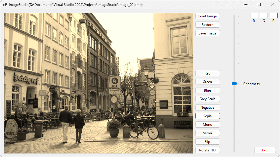 The same image after the sepia filter has been applied