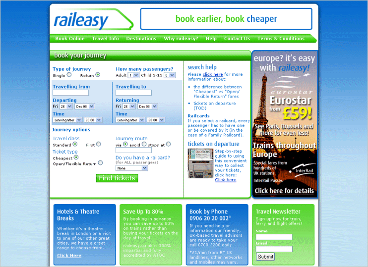 The Raileasy home page