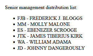 The script generates an HTML list