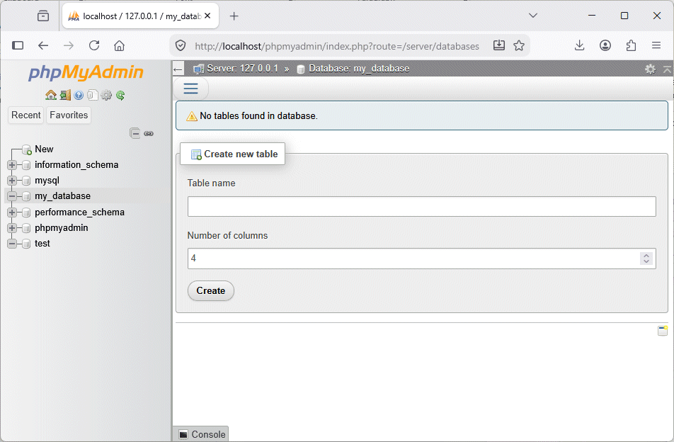 The database has been created