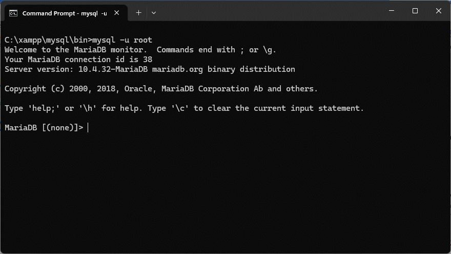 The MySQL command line environment