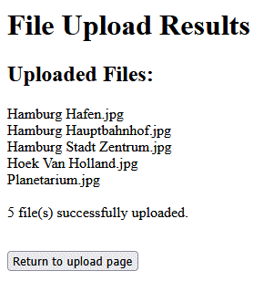 We have successfully uploaded five image files